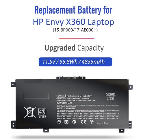 LK03XL بطارية لجهاز HP Envy X360 17-AE 17-BW 17-CE 15-BP 15-BQ 15M-CN: 15-bp100tx 15-bp194cl 15m-bp112dx 15m-cn0011dx 15m-cn0012dx 17-ae143ng 17m-ae0xx 15 م-cn0xxx 2 -في 1 كمبيوتر محمول in Kuwait