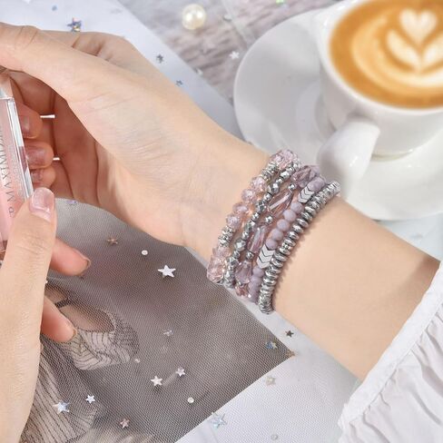 V-MORO Beaded Bracelet Band Compatible for Apple Watch Bands 38mm/40mm/41mm/42mm/44mm/45mm Women, Dressy Fancy Crystal Elastic Stretchy Strap for iwatch Series 8/7/SE/6/5/4/3/2/1 Rose Gold in Saudi Arabia