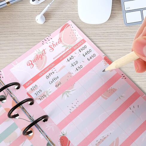 72 قطعة من أوراق ميزانية تتبع النفقات A6، إدراج أوراق الميزانية لـ A6 Binder، أوراق ميزانية تتبع 6 فتحات لموثق مخطط الميزانية in Saudi Arabia