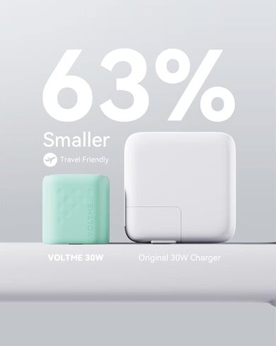 VOLTME 30W USB C Charger (GaN III Tech), USB-C Power Adapter, Mini Type C Wall Charger, PD3.0 PPS Fast Charger for iPhone 14 13 12 11 Mini Pro Max Plus, Samsung, MacBook Air, iPad Pro, Pixel (Black) in Kuwait