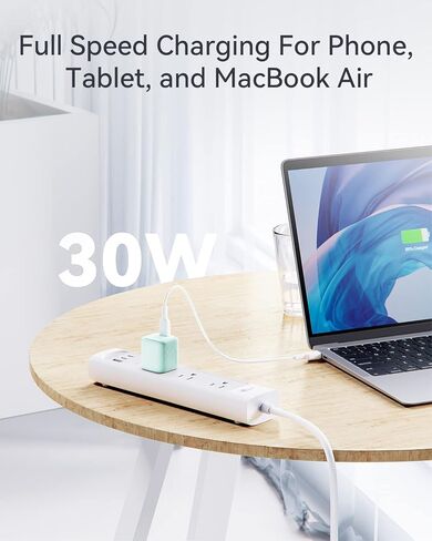 VOLTME 30W USB C Charger (GaN III Tech), USB-C Power Adapter, Mini Type C Wall Charger, PD3.0 PPS Fast Charger for iPhone 14 13 12 11 Mini Pro Max Plus, Samsung, MacBook Air, iPad Pro, Pixel (Black) in Kuwait