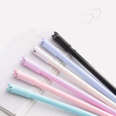 IBosins 12 قطعة قلم قطة لطيف 0.5 مم جل أقلام Kawaii أقلام سوداء ذات نقطة كروية أقلام يابانية للوازم المكتبية المدرسية للقطط ملحقات Kawaii لمحبي القطط in Kuwait