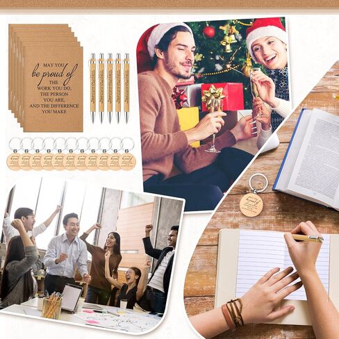 Tinlade 60 جهاز كمبيوتر شخصى شكرا لك هدية السائبة جيب كرافت دفتر تقدير الموظف هدية قابل للسحب قلم الخيزران سلسلة مفاتيح ملهمة، هدية التخرج لفريق الطلاب المعلم (إيجابية) in Kuwait