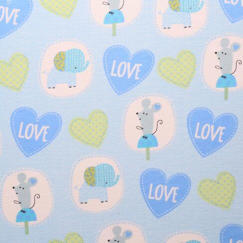 Flannel Snuggy PRT Elephant/Mouse, Blue Cut by The Yard in Saudi Arabia