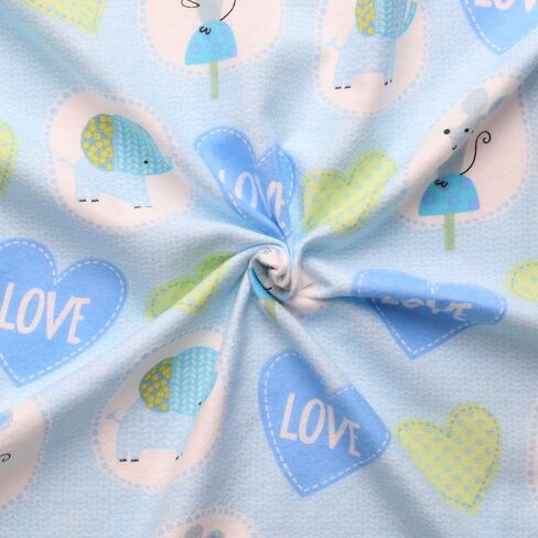 Flannel Snuggy PRT Elephant/Mouse, Blue Cut by The Yard in Saudi Arabia