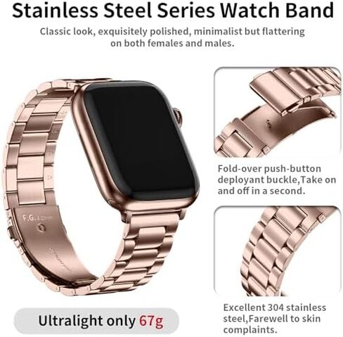 Fullmosa Compatible Apple Watch Band 49mm 45mm 44mm 42mm 41mm 40mm 38mm, Stainless Steel iWatch Band with Case for Apple Watch Ultra2/Ultra Series 9/8/7/6/5/4/3/2/1/SE/SE2 in Saudi Arabia
