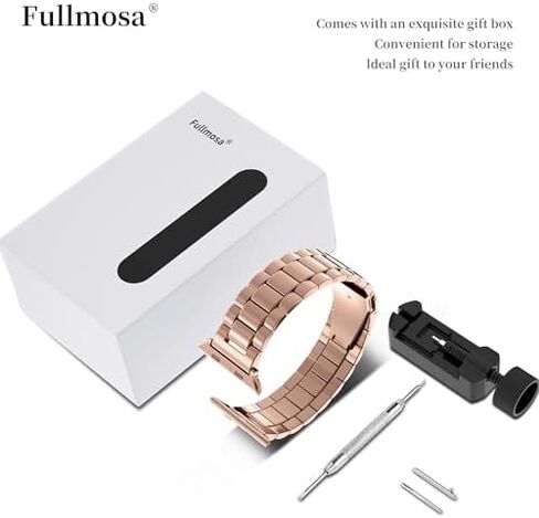Fullmosa Compatible Apple Watch Band 49mm 45mm 44mm 42mm 41mm 40mm 38mm, Stainless Steel iWatch Band with Case for Apple Watch Ultra2/Ultra Series 9/8/7/6/5/4/3/2/1/SE/SE2 in Saudi Arabia