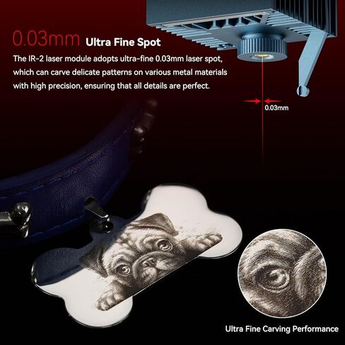 وحدة ليزر الأشعة تحت الحمراء SCULPFUN IR-2 1064nm لـ S6 Pro/S9/S10/S30/S30 Ultra/A9 لحفارة الليزر، نقطة ليزر فائقة الدقة 0.03 مم، نقش عالي الدقة على المعدن والبلاستيك والأكريليك والمجوهرات والذهب والفضة in Kuwait