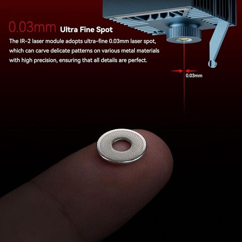 وحدة ليزر الأشعة تحت الحمراء SCULPFUN IR-2 1064nm لـ S6 Pro/S9/S10/S30/S30 Ultra/A9 لحفارة الليزر، نقطة ليزر فائقة الدقة 0.03 مم، نقش عالي الدقة على المعدن والبلاستيك والأكريليك والمجوهرات والذهب والفضة in Kuwait