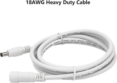 DC Power Extension Cable 12ft - Heavy Duty 18AWG DC Barrel Plug Extension Cord, DC Power Adapter Cord, 2.1x5.5mm Jack Male to Female for Monitor/CCTV System/IP Camera/LED Strip Devices in Kuwait