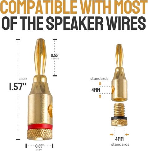 سدادات مكبر صوت موز مطلية بالذهب 24 قيراط، نوع لولبي مفتوح، BW3130، 12 زوج in Kuwait