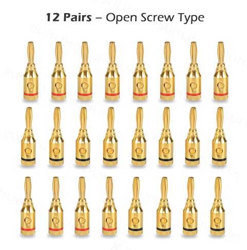 سدادات مكبر صوت موز مطلية بالذهب 24 قيراط، نوع لولبي مفتوح، BW3130، 12 زوج in Kuwait