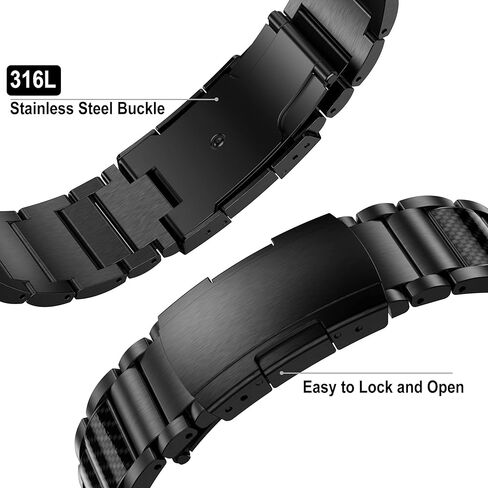 20mm Titanium Watch Band Compatible with Galaxy Watch 6 Classic Band 47mm 43mm/4 Classic 46mm 42mm Galaxy Watch 5 Pro 45mm, 20mm Quick Release Band for Galaxy Watch 6/5/4 Band 44mm 40mm Black in Kuwait