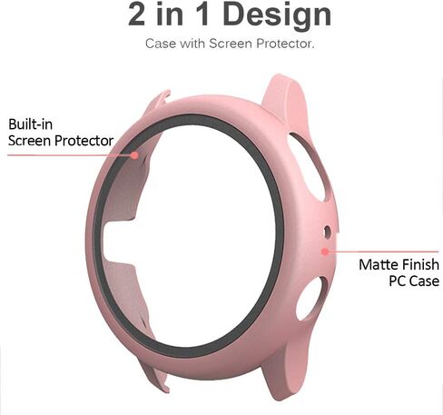 Compatible with Samsung Galaxy Active2 40mm Case with Screen Protector, Anti-Scratch Shockproof Matte Hard Cover and Hard PET Screen Protector for Galaxy Watch Active 2 Black in Kuwait