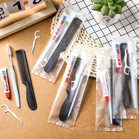 50 Sets Disposable Toothbrushes with Toothpaste Floss and Comb for Homeless Individually Wrapped, Homeless Care Package Bulk Hygiene Kits for Homeless/Hotel/Shelter/Nursing Home/Charity in Saudi Arabia