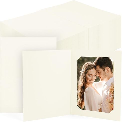 Golden State Art, Pack of 10, 4x6 or 5x7 Photo Folders, Cardboard Picture Frame, Paper Photo Frame Cards, Greetings/Invitation Cards, Special Events: Graduation, Christmas, Wedding(Ivory) in Saudi Arabia