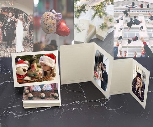 Golden State Art, Pack of 10, 4x6 or 5x7 Photo Folders, Cardboard Picture Frame, Paper Photo Frame Cards, Greetings/Invitation Cards, Special Events: Graduation, Christmas, Wedding(Ivory) in Saudi Arabia