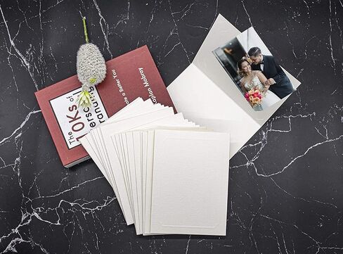 Golden State Art, Pack of 10, 4x6 or 5x7 Photo Folders, Cardboard Picture Frame, Paper Photo Frame Cards, Greetings/Invitation Cards, Special Events: Graduation, Christmas, Wedding(Ivory) in Saudi Arabia