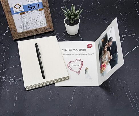 Golden State Art, Pack of 10, 4x6 or 5x7 Photo Folders, Cardboard Picture Frame, Paper Photo Frame Cards, Greetings/Invitation Cards, Special Events: Graduation, Christmas, Wedding(Ivory) in Saudi Arabia