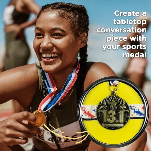 قاعدة عرض ميدالية للجري والميداليات الرياضية - صندوق ظلال ميدالية السباق لجائزة الماراثون - حامل ميدالية العداء وإطار عرض قاعدة أكواب المشروبات لتزيين طاولة القهوة in Kuwait