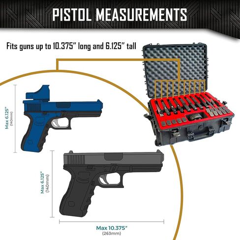 حافظة صلبة لمجلة 10 Pistol 20، حافظة مسدس بعجلات DORO مع حشوة إسفنجية مخصصة من MyCaseBuilder - مقاومة للماء، شديدة التحمل - مسدس تكتيكي/سلاح ناري وحامل ذخيرة، 21 × 15.87 × 7.25 بوصة، أسود in Saudi Arabia