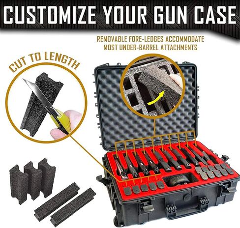 حافظة صلبة لمجلة 10 Pistol 20، حافظة مسدس بعجلات DORO مع حشوة إسفنجية مخصصة من MyCaseBuilder - مقاومة للماء، شديدة التحمل - مسدس تكتيكي/سلاح ناري وحامل ذخيرة، 21 × 15.87 × 7.25 بوصة، أسود in Saudi Arabia