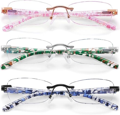 Rimless Reading Glasses For Women Blue Light Blocking Fashion Elegant Artistic Eyeglasses Spring Hinge Readers (Mixcolour, 1.5) in Saudi Arabia