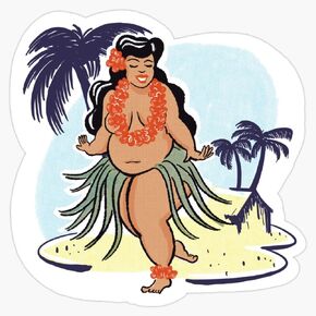 Retro Vintage Body Positive Hula Girl Sticker Vinyl Waterproof Sticker Decal Car Laptop Wall Window Bumper Sticker 5" in Saudi Arabia