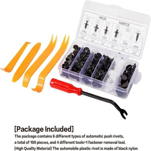 100PCS Universal Bumper Retainer Clips Car Plastic Fasteners Push Retainer Kit Auto Push Pin Rivets Set Door Trim Panel Fender in Saudi Arabia