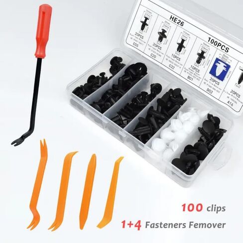 100PCS Universal Bumper Retainer Clips Car Plastic Fasteners Push Retainer Kit Auto Push Pin Rivets Set Door Trim Panel Fender in Saudi Arabia