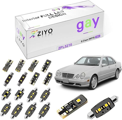 Ziyo LED LED Right Kit Presention for Mercedes Benz W210 W211 W212 E Class 1995-2016 + Plate Light Lights ، Dome Dome White Light Lrugher خالية (W210 E-Class 1995-2002 (15 مصباحًا)) in Kuwait