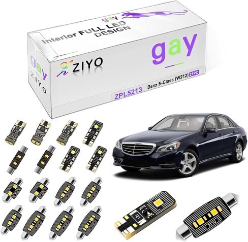 Ziyo LED LED Right Kit Presention for Mercedes Benz W210 W211 W212 E Class 1995-2016 + Plate Light Lights ، Dome Dome White Light Lrugher خالية (W210 E-Class 1995-2002 (15 مصباحًا)) in Kuwait