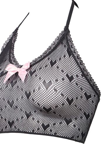 Leg Avenue Women's 2 PC See Through Lingerie Set for Women with Halter Cami and Boy Short Panty, WHITE, O/S in Kuwait