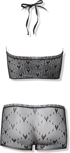 Leg Avenue Women's 2 PC See Through Lingerie Set for Women with Halter Cami and Boy Short Panty, WHITE, O/S in Kuwait