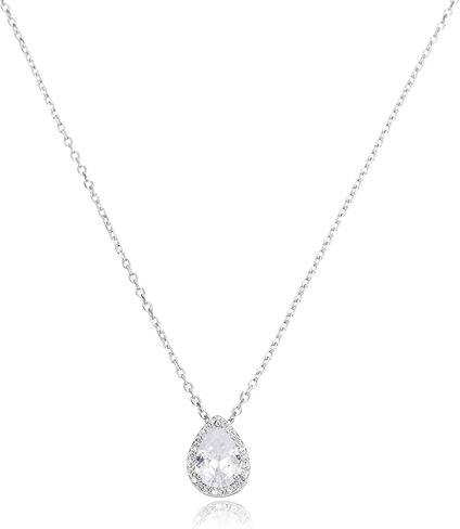 S925 Sterling Silver 14K Gold Necklace for Women Teardrop Cubic Zirconia Dainty Necklace Imitation Diamond Pear Cut CZ Pendant Necklaces for Women 18+2 Inch Jewelry Gift for Her in Saudi Arabia