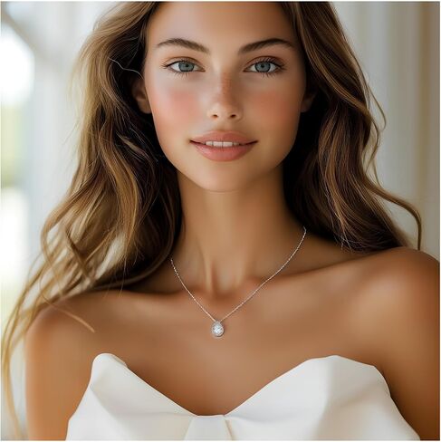 S925 Sterling Silver 14K Gold Necklace for Women Teardrop Cubic Zirconia Dainty Necklace Imitation Diamond Pear Cut CZ Pendant Necklaces for Women 18+2 Inch Jewelry Gift for Her in Saudi Arabia
