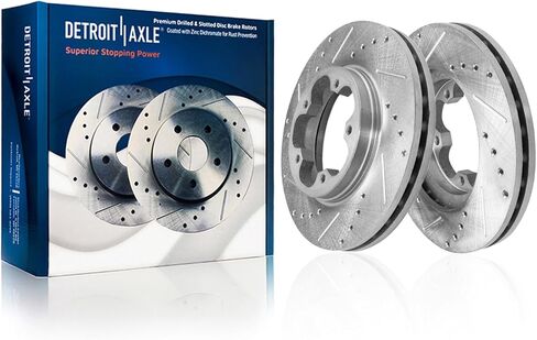 Detroit Axle-DRW الأمامي للفرامل الأمامية لـ Ford 2015-2018 Transit-250 Transit-350 Transit-150 ، دوارات الفرامل القرصية المحفورة والمزودة ببديل 2017: 12.13 "بوصة الدوار in Saudi Arabia
