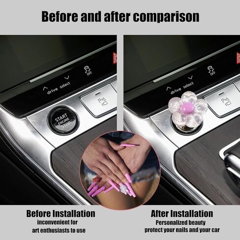 Car one-Touch Start Button，Engine Start/Stop Resin Flower Starter Cover (for Decorative Accessories) Car Decor for Women(Pink in Kuwait