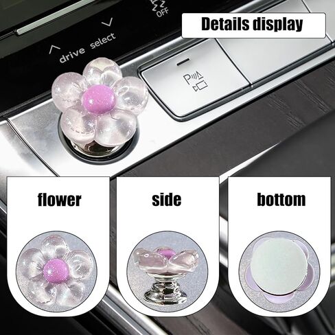 Car one-Touch Start Button，Engine Start/Stop Resin Flower Starter Cover (for Decorative Accessories) Car Decor for Women(Pink in Kuwait
