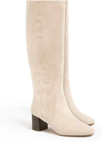 Coutgo Womens chunky knee high boots shoede round toe toe winter winter boots with side shipper in Saudi Arabia