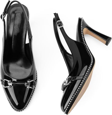 Z.Oufeier Women's Slingback Kitten High Heels Closed Pointed Toe Beaded Buckle Pumps Slip On Comfortable Wedding Dress Shoes in Saudi Arabia