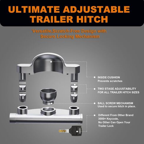 Trailer Lock Fits 2 &2 5/16 Inch Secures Safety Chains for RVs, Utility Trailers, Dump Trailer and Jet Ski Trailers(Black) in Saudi Arabia