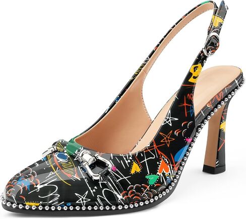 Z.Oufeier Women's Slingback Kitten High Heels Closed Pointed Toe Beaded Buckle Pumps Slip On Comfortable Wedding Dress Shoes in Saudi Arabia
