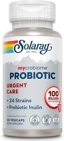 Solaray Mycrobiome بروبيوتيك رعاية عاجلة | صياغة لدعم الهضم الصحي ، وظيفة المناعة والمزيد | 100 مليار CFU | 30 VEGCAPS in Saudi Arabia