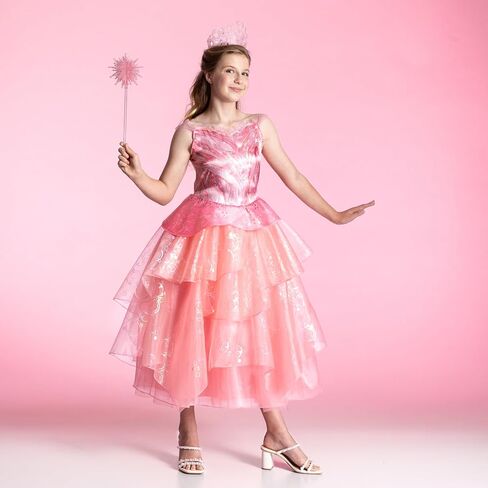 Wicked Glinda Costume for Girls, Deluxe Official Wicked Pink Glinda Costume Dress, Kids Size (3T-4T) in Saudi Arabia