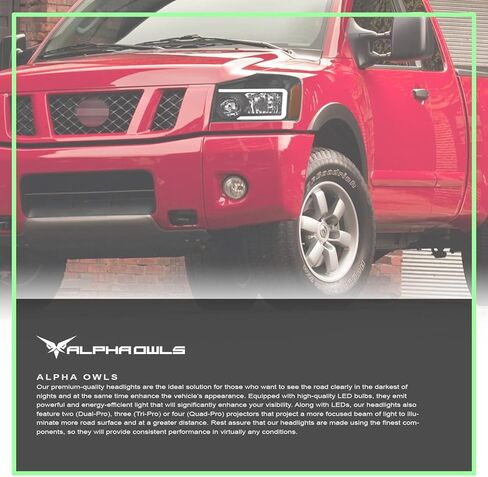 Alpha Owls 8711866 Crystal Headlights With Switchback Sequential LED Light Bar & Startup Light - Chrome Amber Fits 2004-2015 Nissan Titan / 2004 2005-2007 Armada in Kuwait