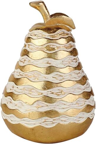 Resin Pear Home Décor الحلي ، تصميم أبيض ذهبي الأنيق ، مثالي للمكتب والجدول الديكور ، قطعة لهجة حديثة أنيقة in Kuwait
