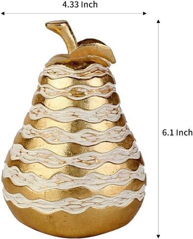 Resin Pear Home Décor الحلي ، تصميم أبيض ذهبي الأنيق ، مثالي للمكتب والجدول الديكور ، قطعة لهجة حديثة أنيقة in Kuwait