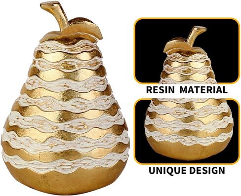 Resin Pear Home Décor الحلي ، تصميم أبيض ذهبي الأنيق ، مثالي للمكتب والجدول الديكور ، قطعة لهجة حديثة أنيقة in Kuwait