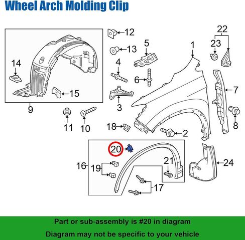 OAUTOO 20PCS مقوس العجلات مقطع 91513-SYP-003 لـ Honda Insight Passport Pilot Ridgeline Acura MDX 2010-ON in Saudi Arabia